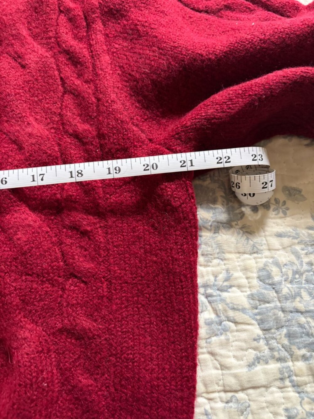 NWT J. Crew Women's M Burgundy-Red Wool Blend Cableknit Cardigan w/Gold Buttons - Picture 7 of 12